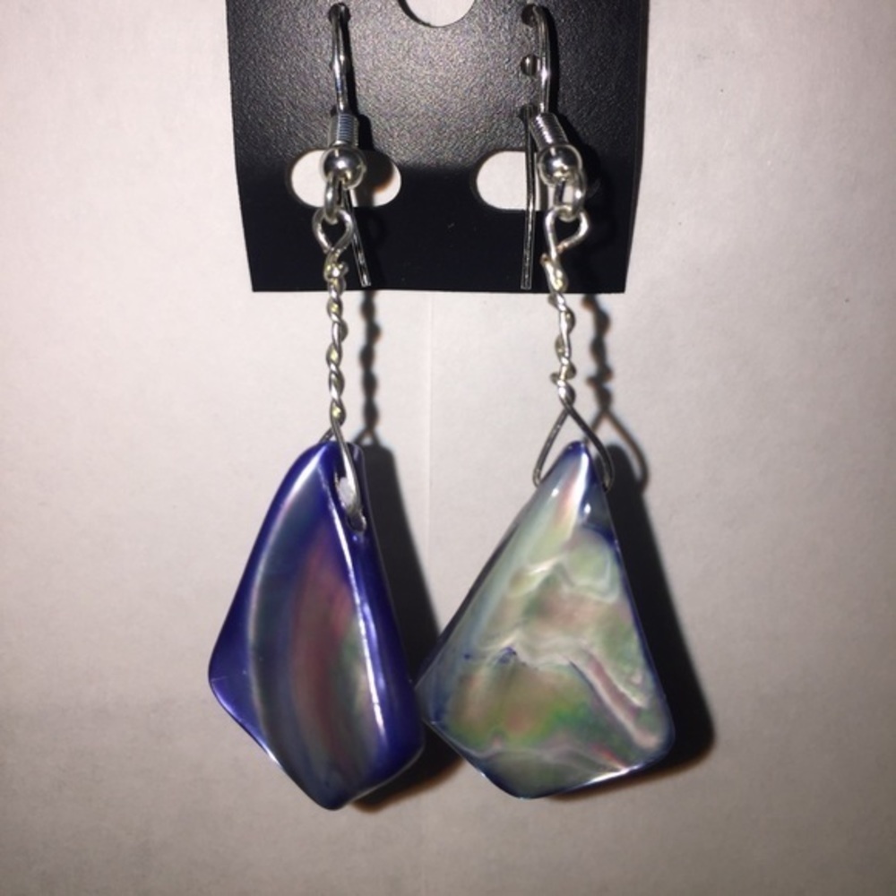 Blue Seashell Handmade sterling silver earrings